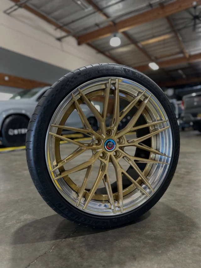 BC Forged wheel faces powder coated in Spanish Gold from @prismaticpowders with a glossy clear top coat. 
@modifiedmotorsportllc